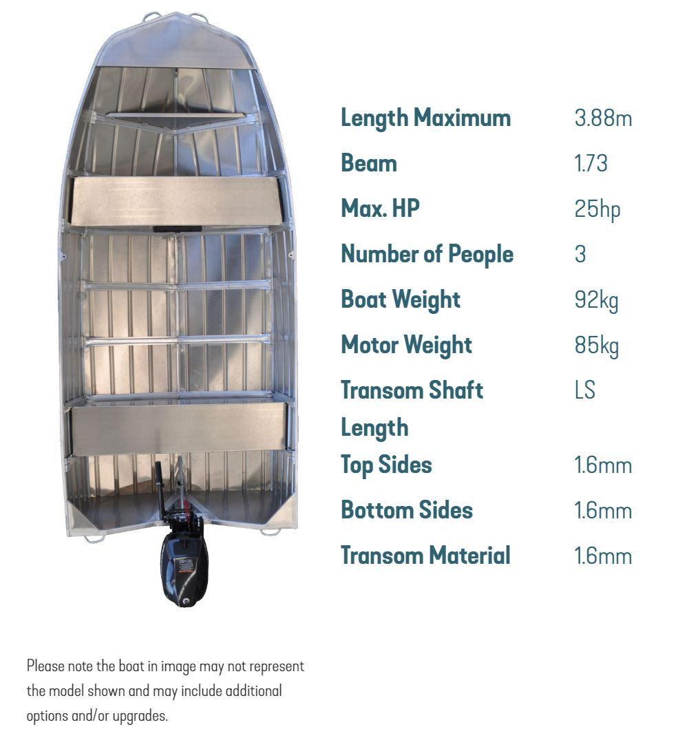 Stacer 379 Territory Striker Punt/Dinghy Hybrid Aluminium Tinny/Dinghy