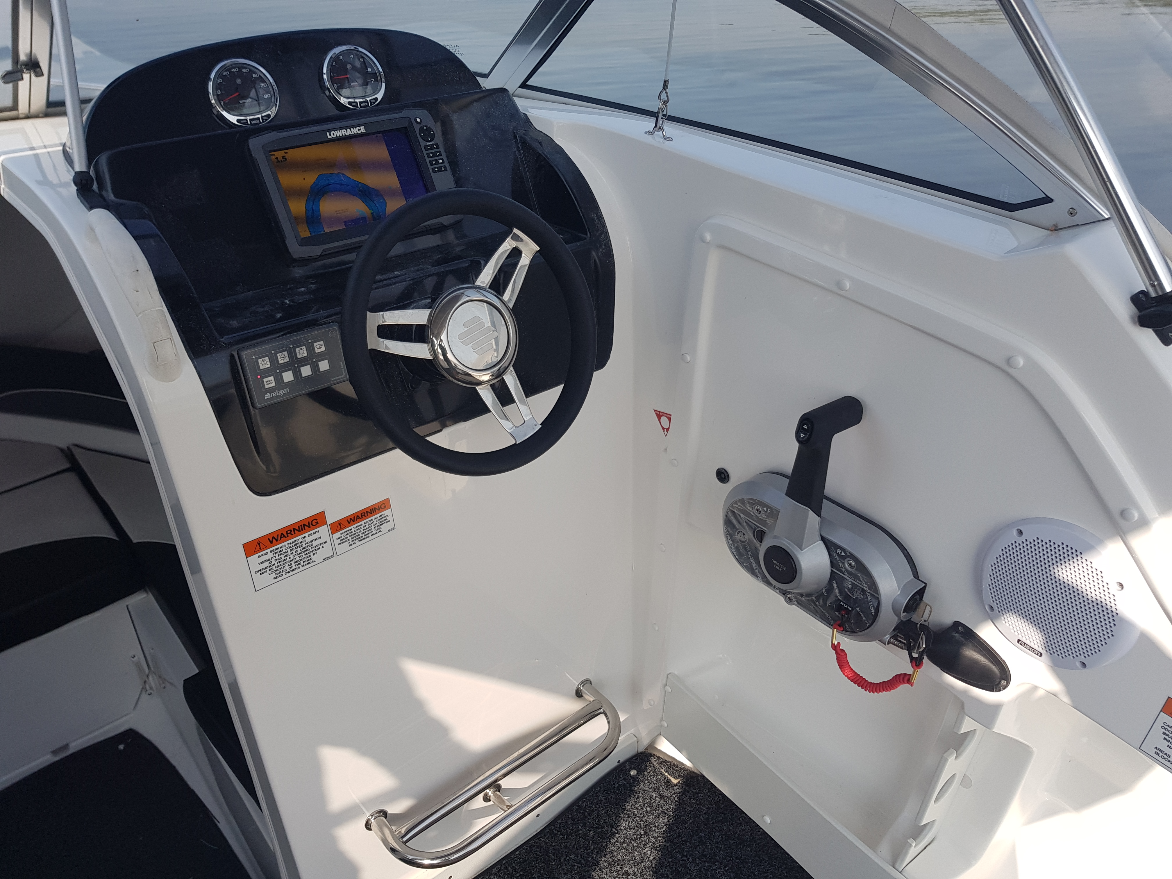 Mercury 150 Horsepower outboard controls and smartcraft gauges on whittley CW2150