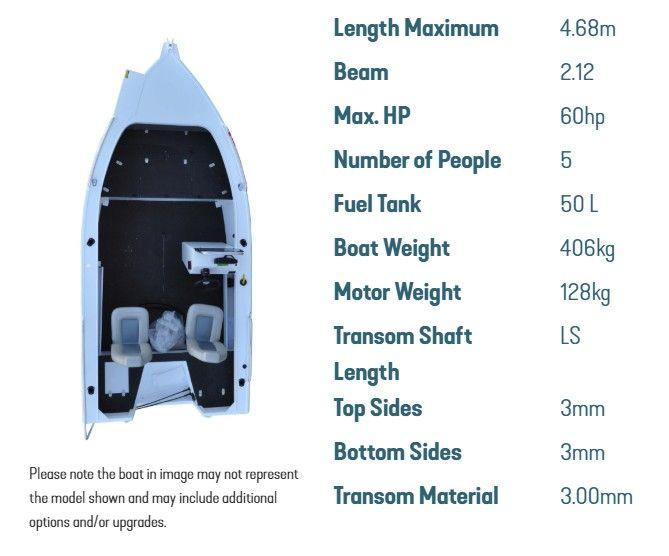 Stacer Aluminium 449 Outlaw Side Console + Mercury 60HP Fourstroke + Stacer Aluminium Trailer - Boat