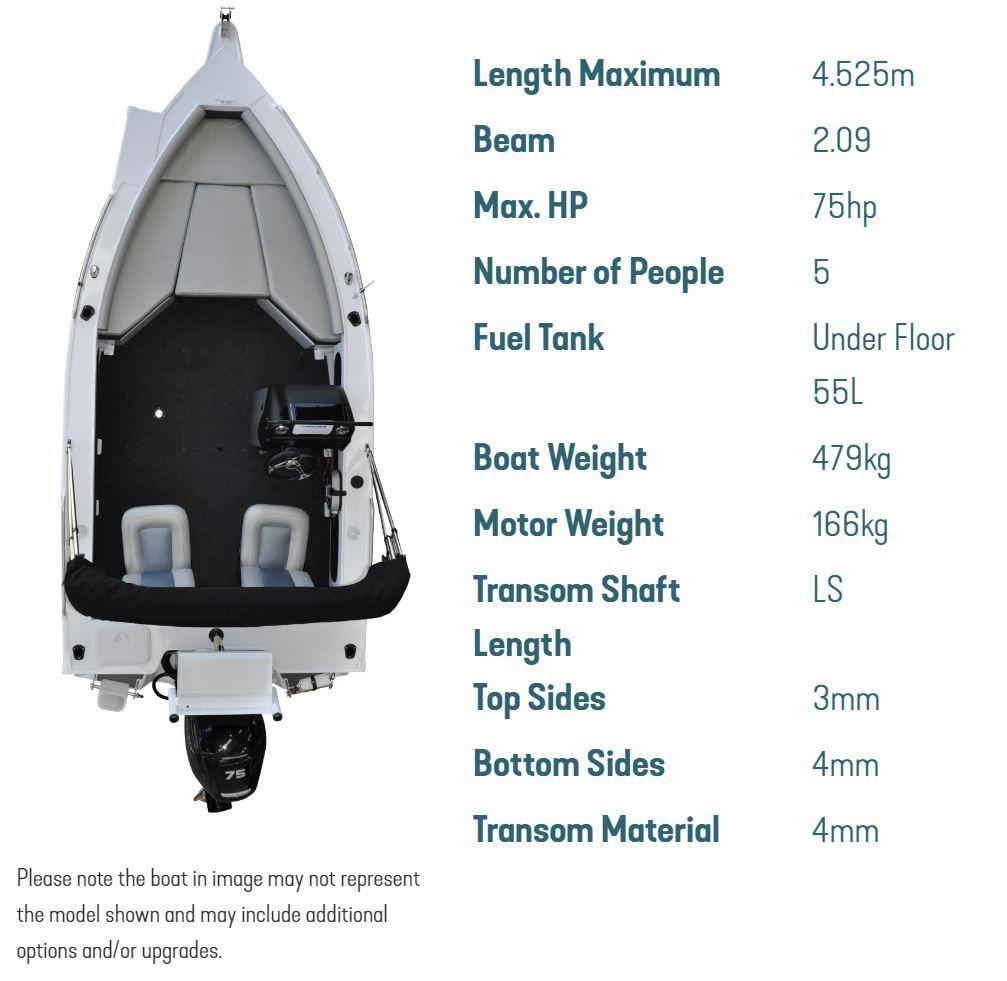 Stacer 449 Crossfire Side Console (SC) Hybrid Fishing Boat / Bowrider